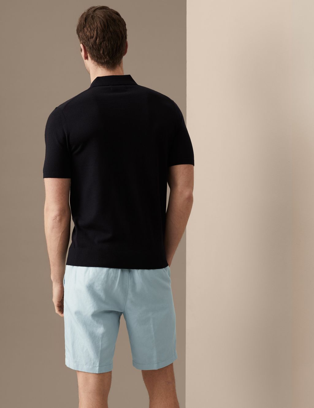 Cotton Linen Elasticated Waist Chino Shorts image 4