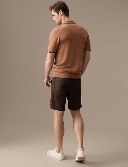 Cotton Linen Elasticated Waist Chino Shorts