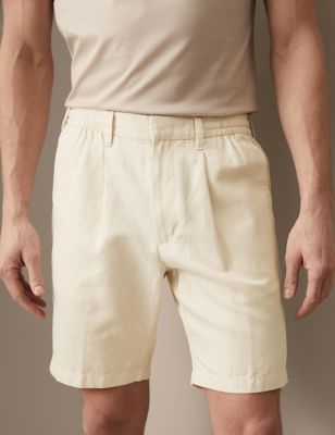 Cotton Linen Elasticated Waist Chino Shorts