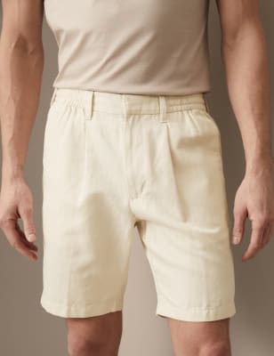 Cotton Linen Elasticated Waist Chino Shorts