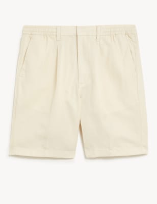 Cotton Linen Elasticated Waist Chino Shorts