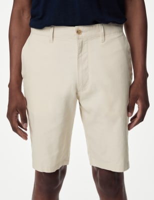 Linen Mix Plain Regular Fit Shorts