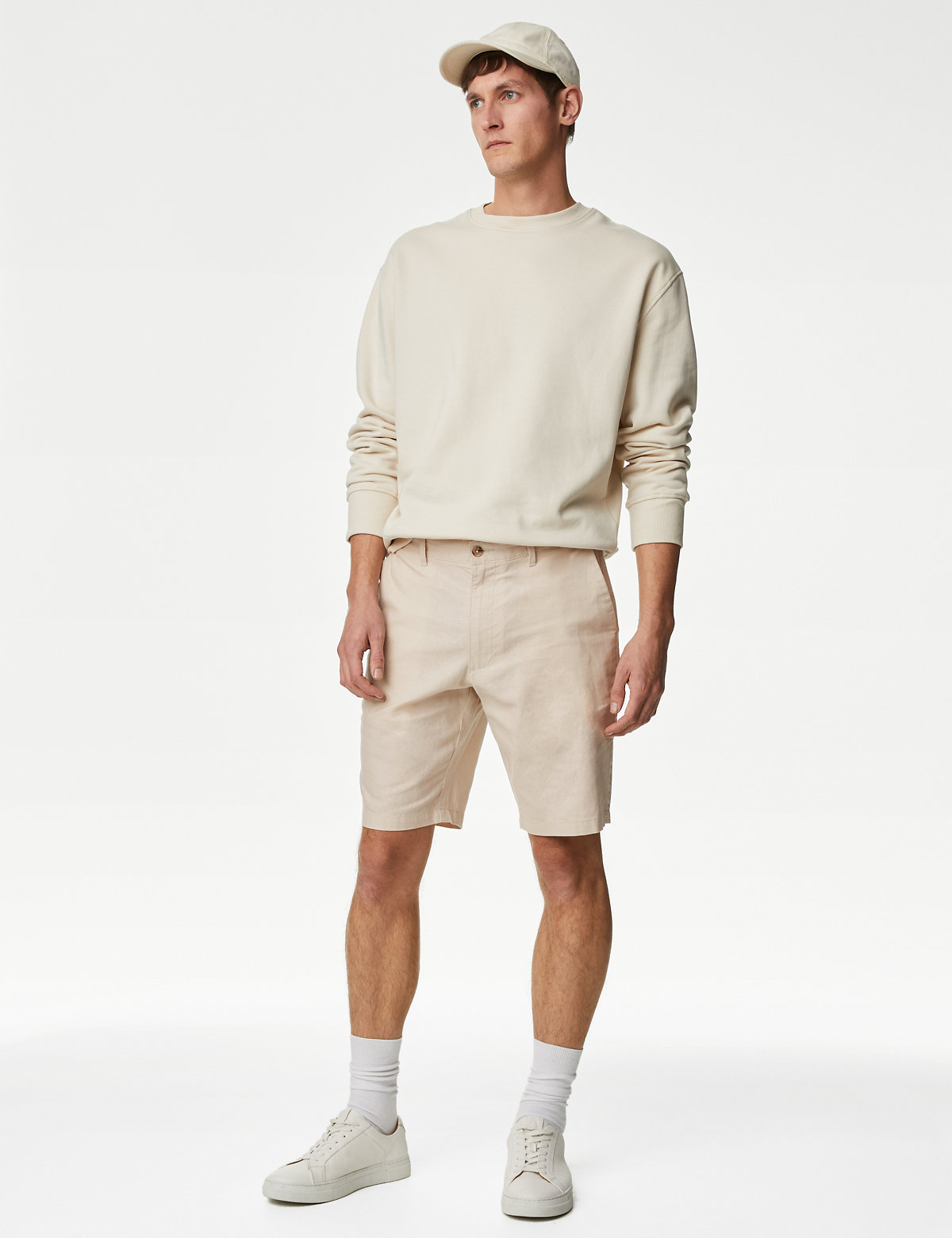 Linen Mix Plain Regular Fit Shorts