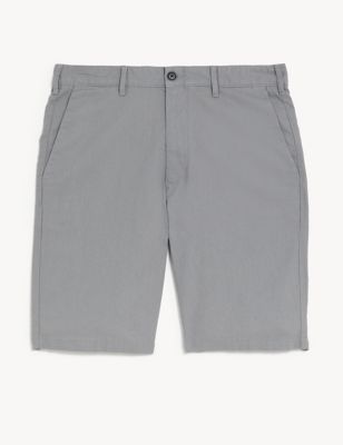 M&S Men's Linen Rich Chino Shorts - 30 - Light Grey, Light Grey,Stone,Dark Navy