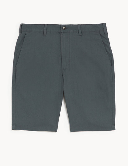 Linen Mix Plain Regular Fit Shorts