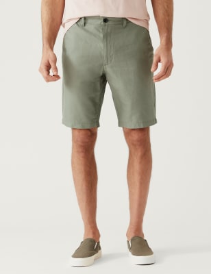 

Mens M&S Collection Linen Blend Chino Shorts - Sage, Sage