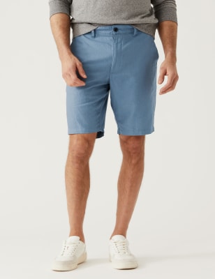 

Mens M&S Collection Linen Blend Chino Shorts - Dusty Blue, Dusty Blue