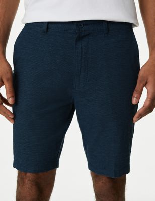 

Mens M&S Collection Linen Rich Textured Chino Shorts - Blue Mix, Blue Mix