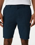Chino-Shorts mit hohem Leinenanteil und Strukturmuster