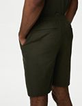 Stretch-Shorts aus Leinenmischgewebe mit elastischem Bund
