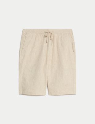 Linen Blend Elasticated Waist Stretch Shorts