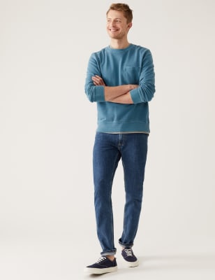 

Mens M&S Collection Slim Fit Pure Cotton Jeans - Medium Blue, Medium Blue