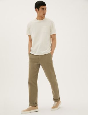 Marks And Spencer Mens M&S Collection Loose Fit Utility Trousers - Stone, Stone