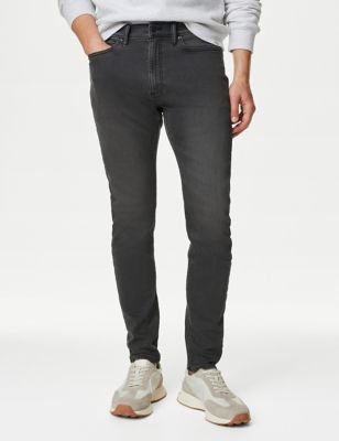 Marks And Spencer Mens M&S Collection Skinny Fit Stretch Jeans - Charcoal, Charcoal