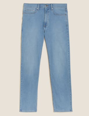 

Mens M&S Collection Straight Fit Stretch Jeans - Soft Blue, Soft Blue