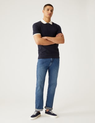 

Mens M&S Collection Stretch-Jeans mit gerader Passform in kürzerer Länge - Medium Blue, Medium Blue