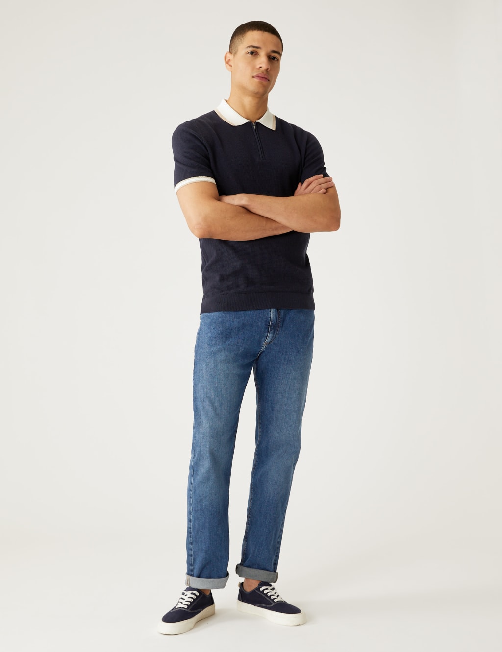 Shorter Length Straight Fit Stretch Jeans image 1