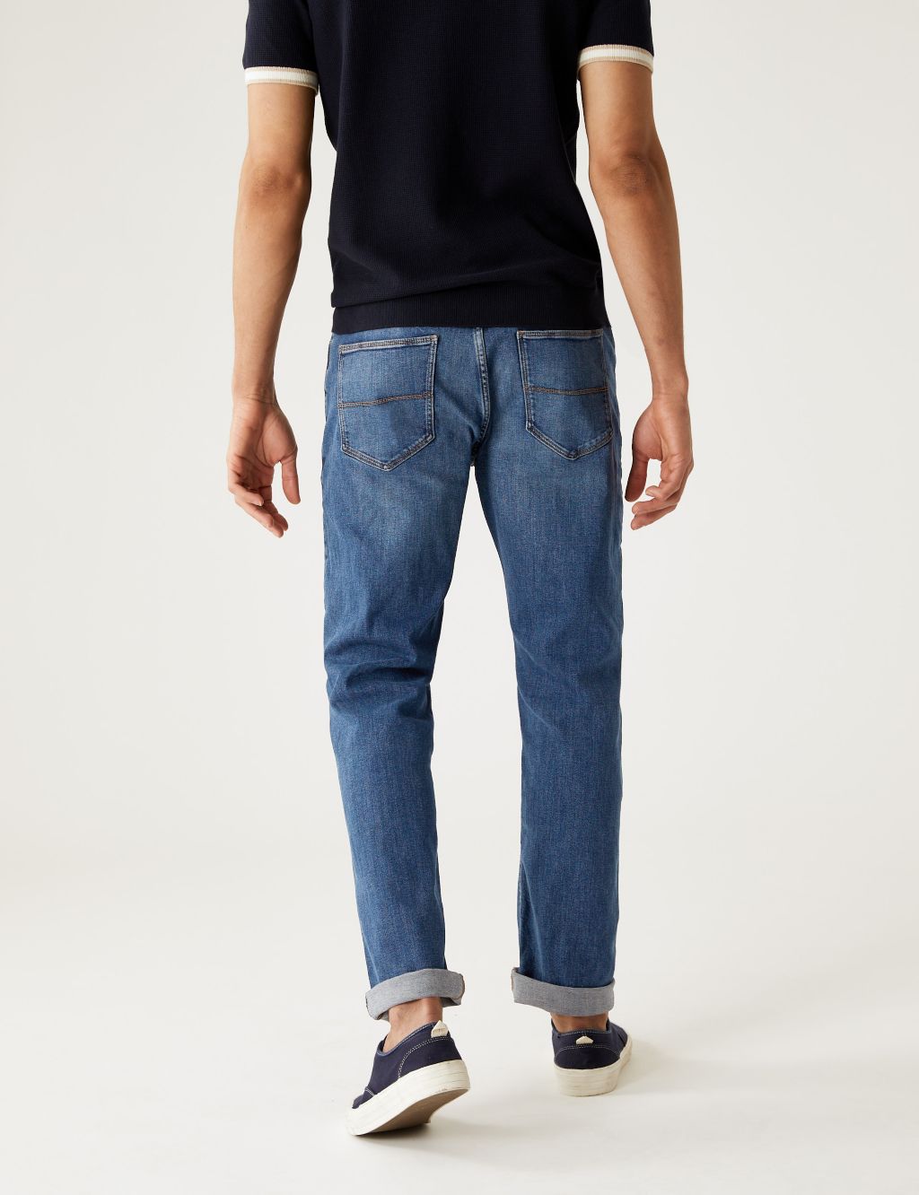Shorter Length Straight Fit Stretch Jeans image 3