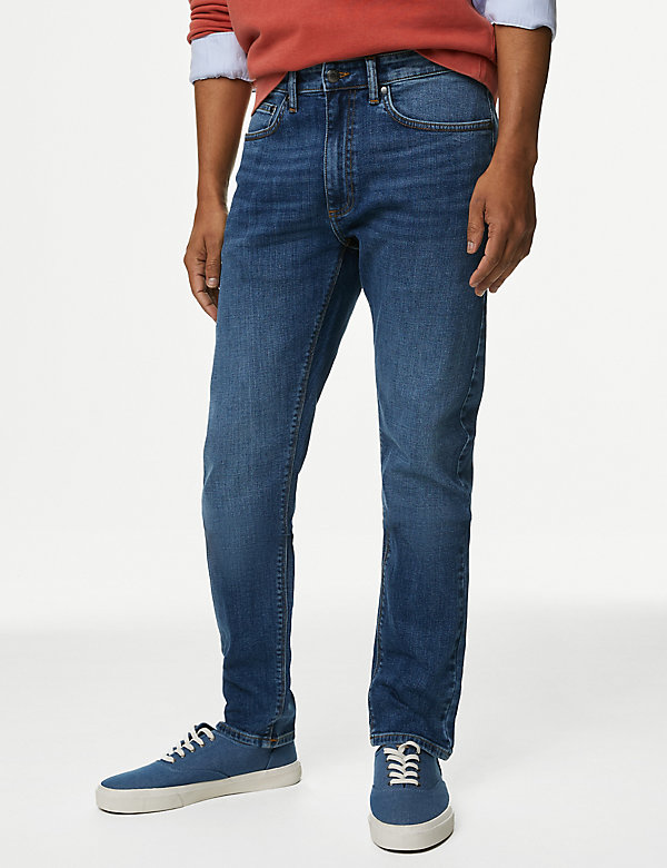Jeans met 5 zakken, stretch en slanke pasvorm - BE