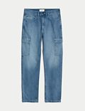 Gerade geschnittene Cargo-Jeans aus Denim