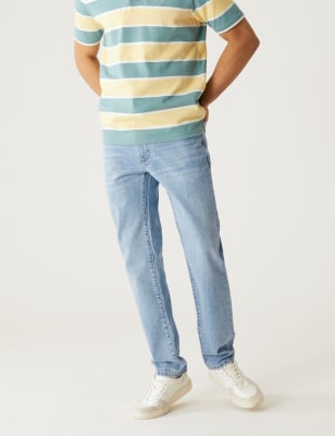 

Mens M&S Collection Straight Fit Rigid Vintage Wash Jeans - Soft Blue, Soft Blue