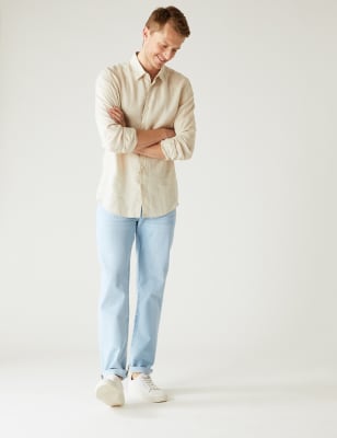 

Mens M&S Collection Straight Fit Rigid Vintage Wash Jeans - Light Blue, Light Blue
