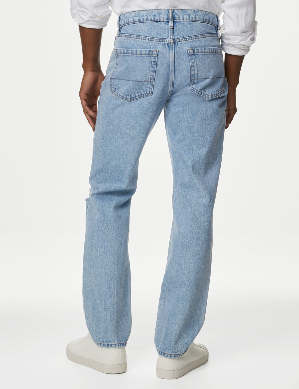 Straight Fit Pure Cotton Ripped Jeans image 5