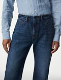 Straight Fit Pure Cotton Marbled Vintage Wash Jeans