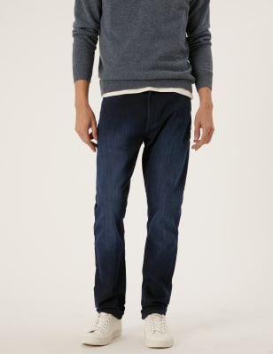 

Mens M&S Collection Organic Cotton Straight Fit Stretch Jeans - Dark Ink, Dark Ink