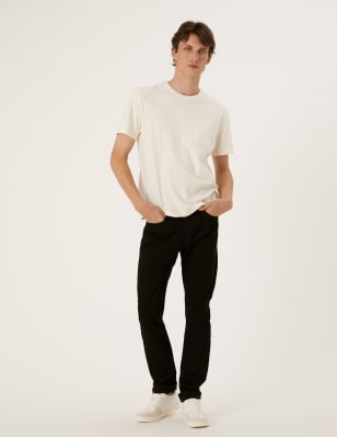 

Mens M&S Collection Organic Cotton Straight Fit Stretch Jeans - Black, Black