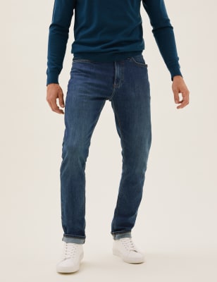 

Mens M&S Collection Stretch-Jeans in schmaler Passform mit kürzerer Länge - Medium Blue, Medium Blue