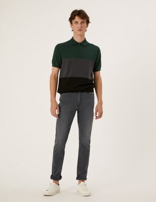 Mens M&S Collection Organic Cotton Slim Fit Stretch Jeans - Dark Grey, Dark Grey