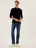 جينز مطاطي بتصميم مستقيم بطول أقصر