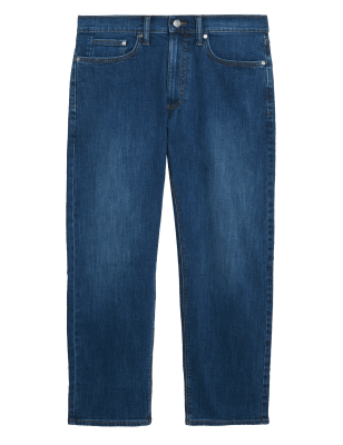 

Mens M&S Collection Shorter Length Straight Fit Stretch Jeans - Medium Blue, Medium Blue