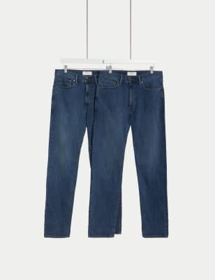 

M&S Collection Pack de 2 jeans straight elásticosMens - Medium Blue, Medium Blue