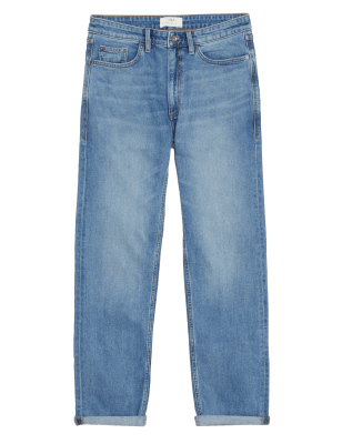 

Mens M&S Collection Straight Fit Vintage Wash Stretch Jeans - Soft Blue, Soft Blue