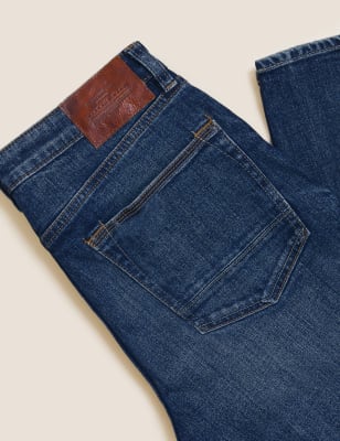 

M&S Collection Jeans straight elásticos retro de aspecto lavadoMens - Mid Blue, Mid Blue