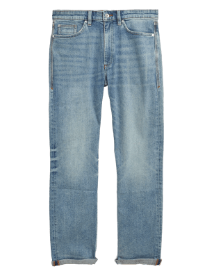 

Mens M&S Collection Stretch-Jeans mit Vintage-Waschung und gerader Passform - Blue Tint, Blue Tint
