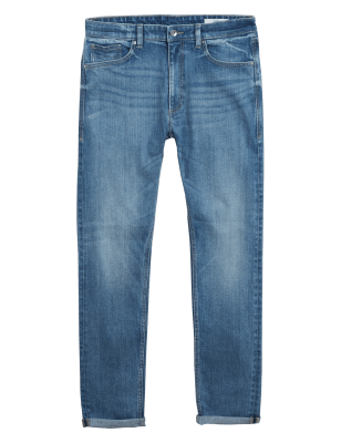 

M&S Collection Jeans slim fit elásticos retro de aspecto lavadoMens - Light Blue, Light Blue