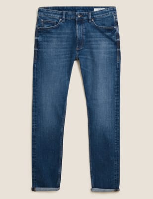 

Mens M&S Collection Stretch-Jeans mit Vintage-Waschung und schmaler Passform - Mid Blue, Mid Blue