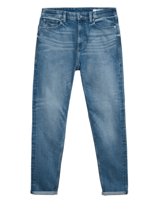 

M&S Collection Jeans tapered elásticos retro de aspecto lavadoMens - Light Blue, Light Blue