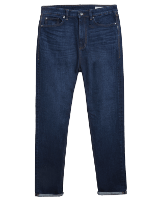 

Mens M&S Collection Schmal zulaufende Stretch-Jeans mit Vintage-Waschung - Indigo, Indigo