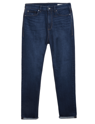 

Mens M&S Collection Tapered Fit Vintage Wash Stretch Jeans - Indigo, Indigo