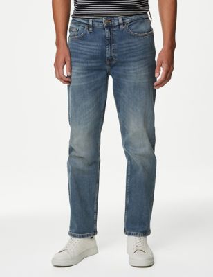 M&S Mens Loose Fit Vintage Wash Jeans - 4031 - Medium Blue, Medium Blue,Indigo,Light Blue