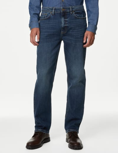 Loose Fit Vintage Wash Jeans