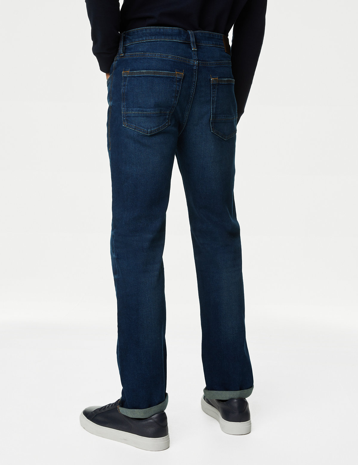 Straight Fit Vintage Wash Stretch Jeans