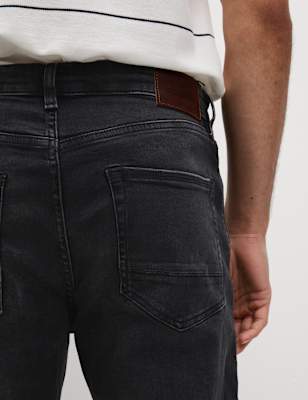 

M&S Collection Jeans straight elásticos retro de aspecto lavadoMens - Black, Black