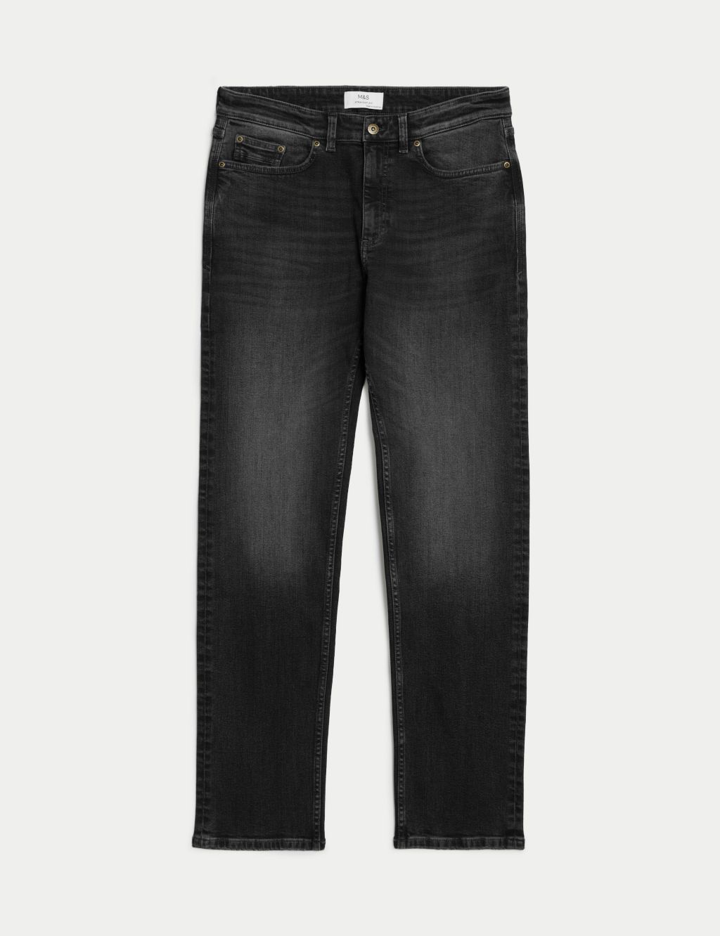 Straight Fit Vintage Wash Stretch Jeans image 2