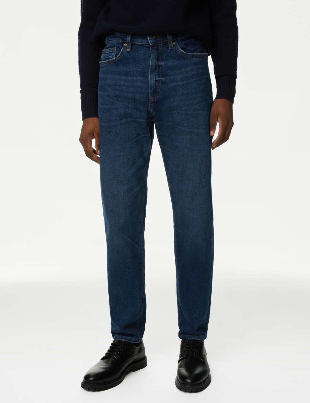 Tapered Fit Vintage Wash Stretch Jeans image 1