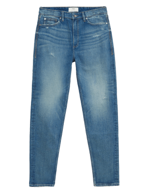 

Mens M&S Collection Tapered Fit Ripped Stretch Jeans - Light Blue, Light Blue